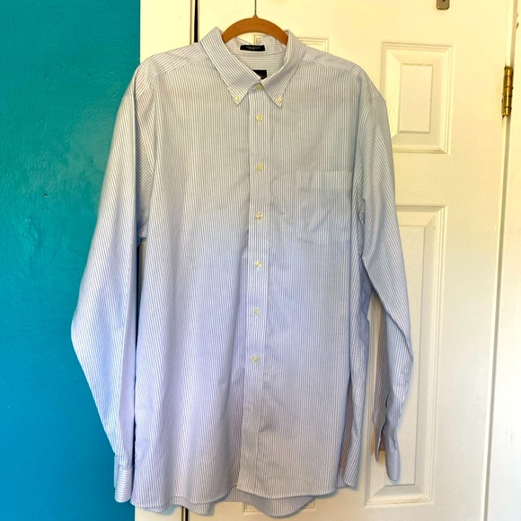 Eddie Bauer Striped Button Down Cotton Dress Shirt XL Tall - Picture 2 of 7
